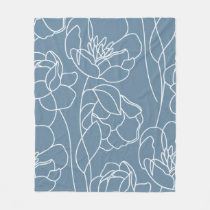 Blaue Weiße Moderne Wildblume Fleecedecke