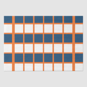 Blaue Weiße Orange Karierte Quadrate Geburtstag Seidenpapier