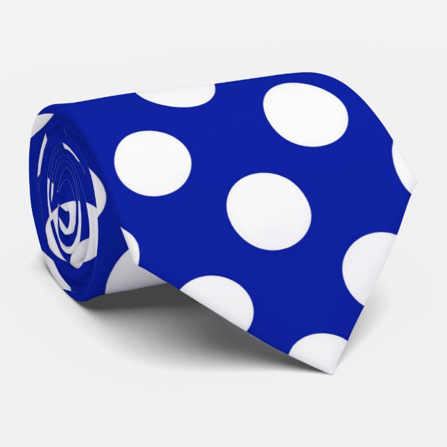 Blaue weiße Polkapunktmuster-Krawatte Krawatte (Gerollt)