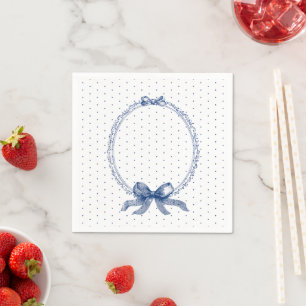 Blaue weiße Punkte-Vintage-Eleganz Serviette