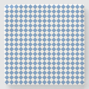 Blaue weiße Rauten-Karuomuster Steinuntersetzer