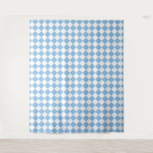 Blaue weiße Rauten-Karuomuster Wandteppich