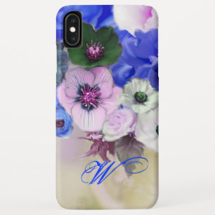 BLAUE WEISSE ROSEN UND ANEMONENBLUMEN MONOGRAMM Case-Mate iPhone HÜLLE