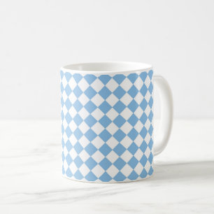 Blaue weiße Schachbrett-Diamant-Muster Kaffeetasse