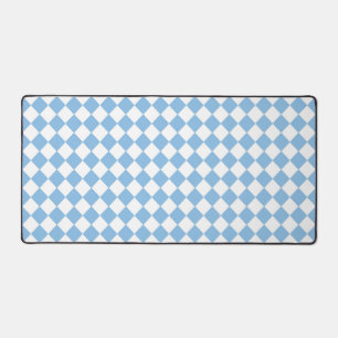 Blaue weiße Schachbrett-Diamant-Muster Schreibtischunterlage
