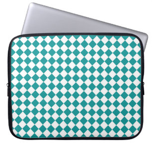 Blaue weiße Schachbrett-Diamantmuster Laptopschutzhülle