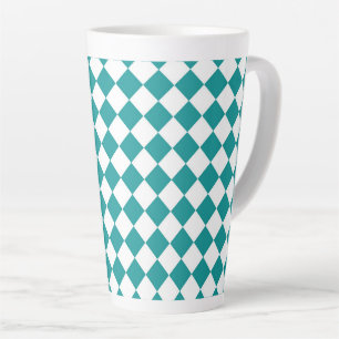 Blaue weiße Schachbrett-Diamantmuster Milchtasse