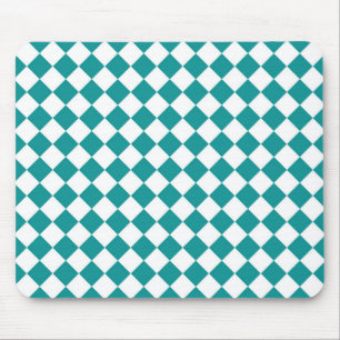 Blaue weiße Schachbrett-Diamantmuster Mousepad