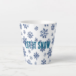 Blaue weiße Schneeflocken Weihnachten Milchtasse