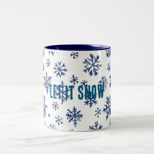 Blaue weiße Schneeflocken Weihnachten Zweifarbige Tasse