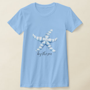 Blaue Weiße Seestern Strand T-Shirt