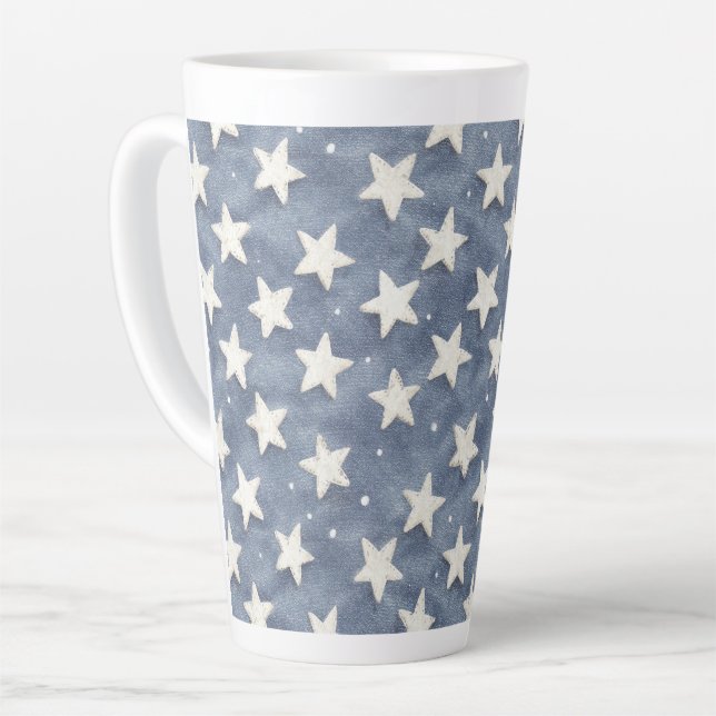 Blaue Weiße Sterne Milchtasse (Linke Ecke)