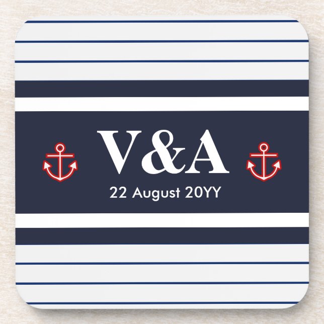 Blaue weiße Streifen der Marine Untersetzer (Vorderseite)