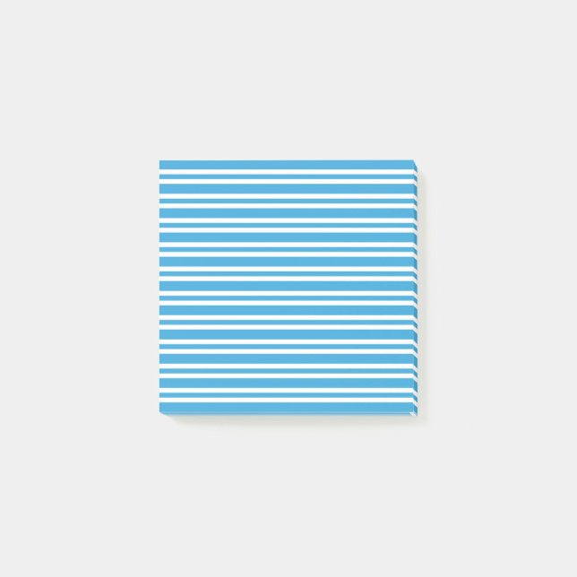 Blaue Weiße Streifen Muster Post-it Klebezettel (Vorderseite)