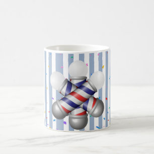 Blaue & Weiße Streifen-Tasse Barbierstange Kaffeetasse