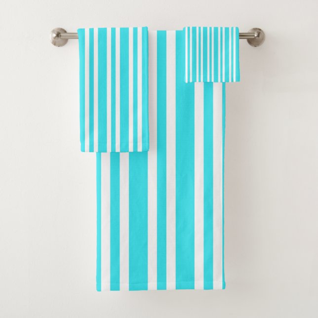 Blaue weiße Streifenmuster Badhandtuch Set (Insitu)