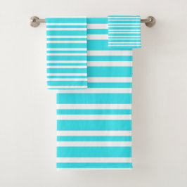 Blaue weiße Streifenmuster Badhandtuch Set