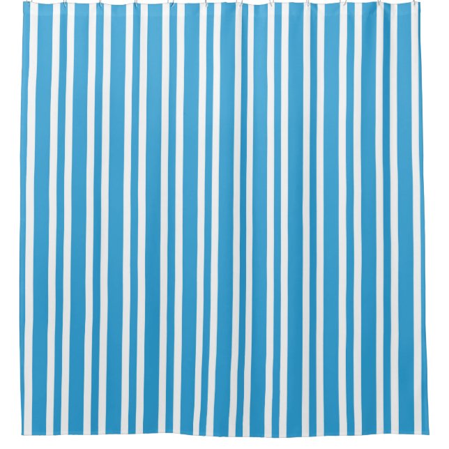 Blaue weiße Streifenmuster Duschvorhang (Vorderseite)