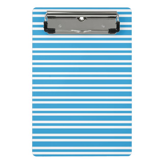 Blaue weiße Streifenmuster Mini Klemmbrett (Vorderseite)