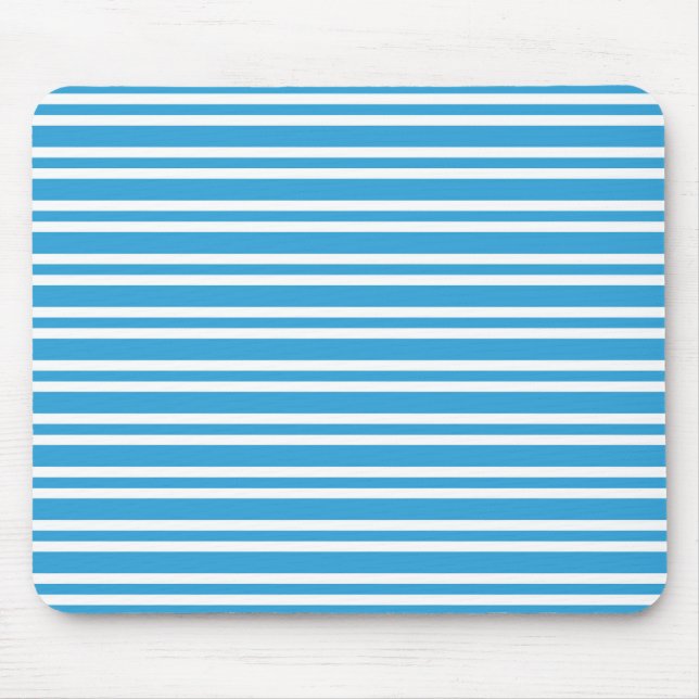 Blaue weiße Streifenmuster Mousepad (Vorne)
