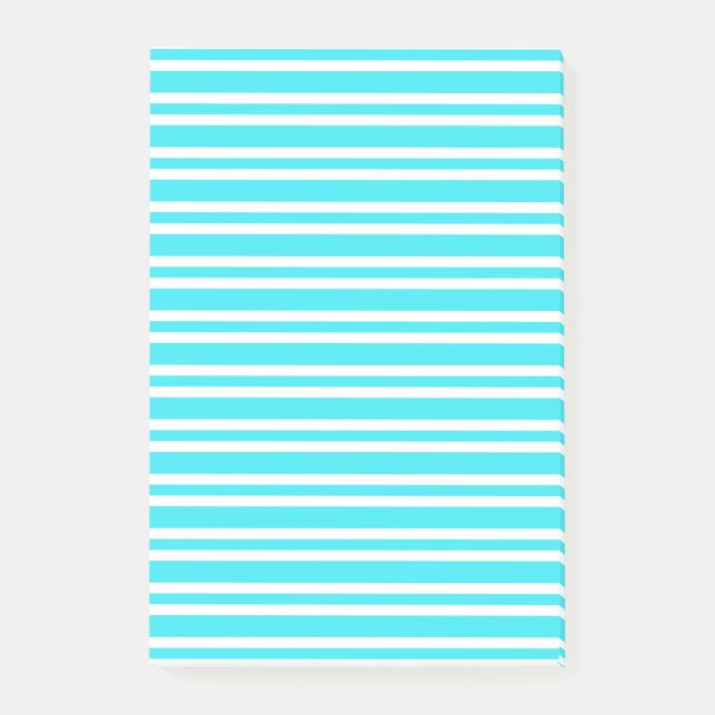 Blaue weiße Streifenmuster Post-it Klebezettel (Vorderseite)