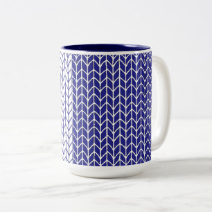 BLAUE & WEISSE STRICKWARE Marineblau Zweifarbig Ta Zweifarbige Tasse