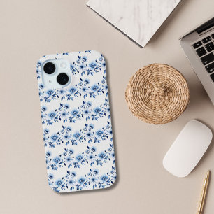 Blaue weiße Toile-Blumen-Aquarell elegant Case-Mate iPhone Hülle