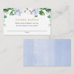 Blaue weiße Vegetation Gold Babydusche Windelpreis Begleitkarte