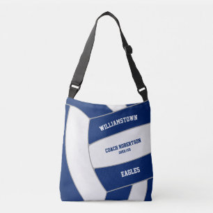 Blaue weiße Volleyballmannschaft farbenfrohe Gesch Tragetaschen Mit Langen Trägern