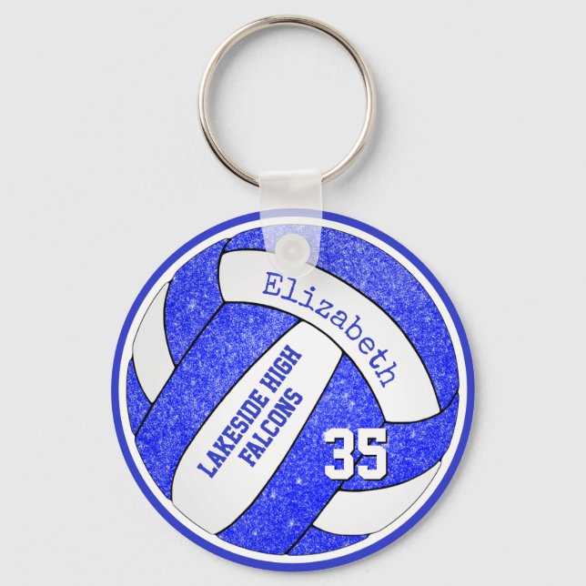 Blaue weiße Volleyballtasche mit Namen des Mannsch Schlüsselanhänger (Vorderseite)