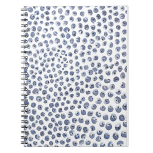 Blaue weiße Wasserfarbe Blaubeer Frucht Notizbuch Notizblock