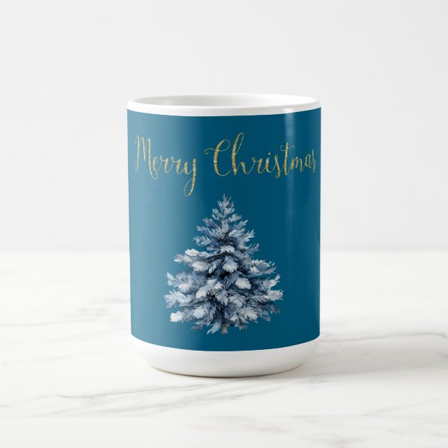 Blaue weiße Weihnachtsbaumen Kaffeetasse (Mittel)