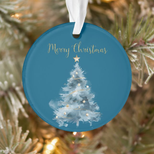 Blaue weiße Weihnachtsbaumen Ornament (Baum)