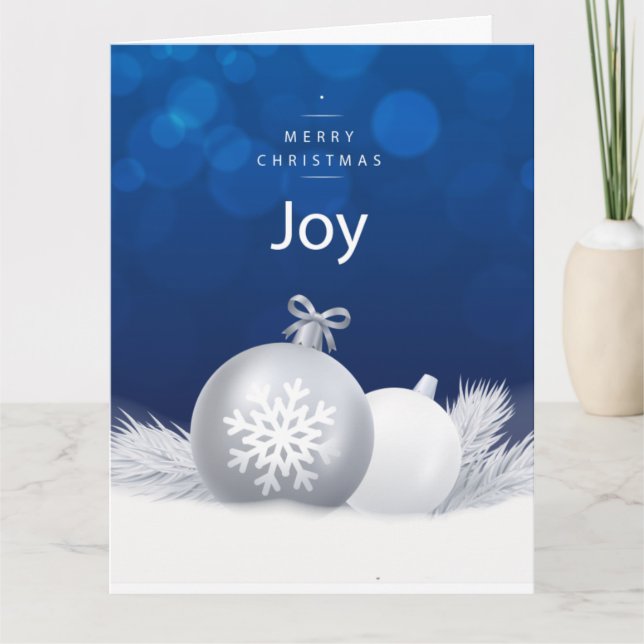 Blaue weiße Weihnachtsschneebaumbaumnadel Karte (Vorderseite)