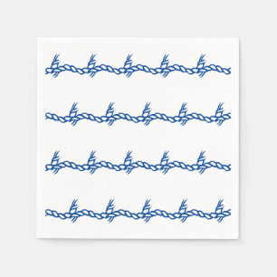 Blaue weiße Wellen nautische Seil-Party-Papierserv Serviette