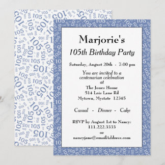 Blaue/weiße Zahlenmuster der Geburtstagspartei Einladung