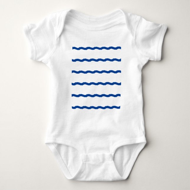 Blaue Weißmeere Streifen nautisches Muster Baby Strampler (Vorderseite)