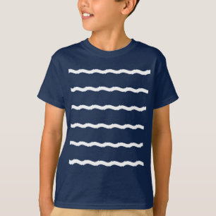 Blaue Weißmeere Streifen nautisches Muster T-Shirt