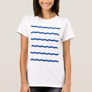 Blaue Weißmeere Streifen nautisches Muster T-Shirt