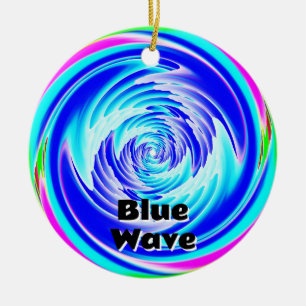 Blaue Welle (Ändern der Worte) Keramik Ornament