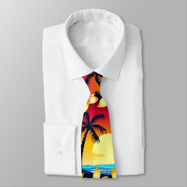 Blaue Welle bei Sonnenaufgang Krawatte (Gebunden)