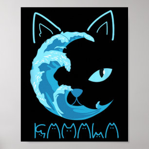Blaue Welle der Katze Ladys Kamala Katze Typografi Poster