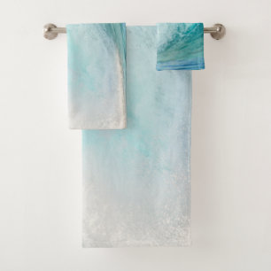 Blaue Welle des Pazifischen Ozeans Badhandtuch Set