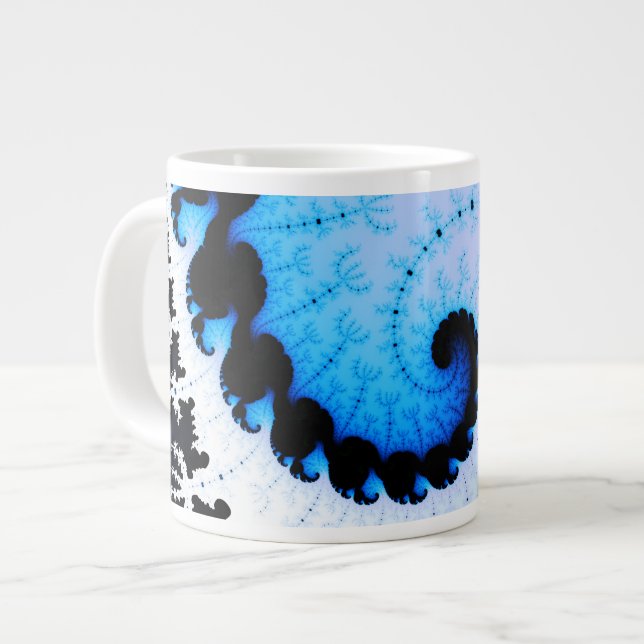Blaue Welle - Fraktalkunst Jumbo-Tasse (Vorderseite Links)