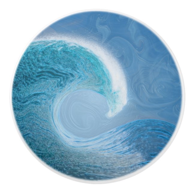 Blaue Welle Keramikknauf (Vorderseite)