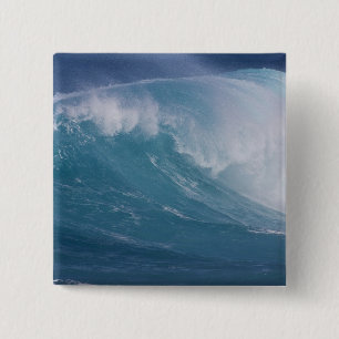 Blaue Welle kracht, Maui, Hawaii, USA Button