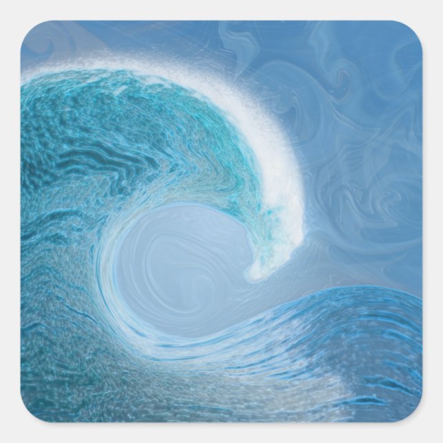 Blaue Welle Quadratischer Aufkleber (Vorderseite)