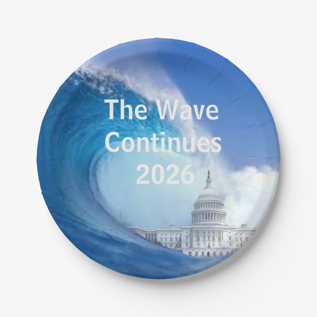 Blaue Welle Wahl 2026 anpassen Pappteller (Vorderseite)