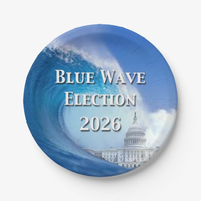 Blaue Welle Wahl 2026 Pappteller (Vorderseite)