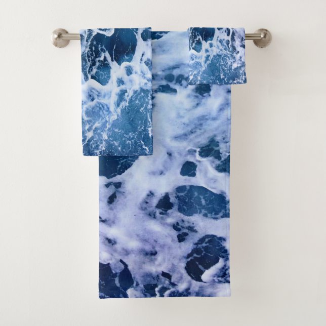 Blaue Wellen am Ozean Badhandtuch Set (Insitu)